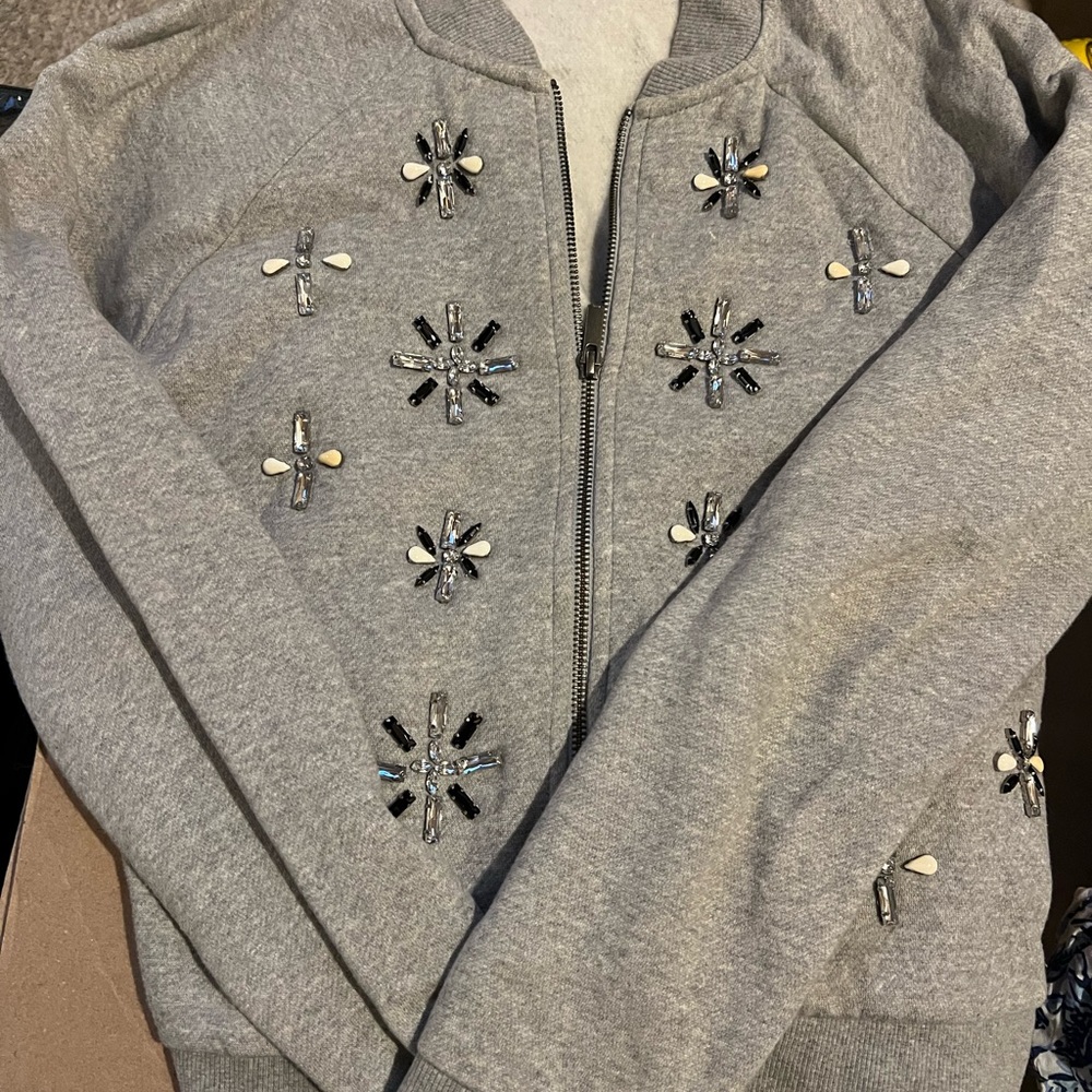 Banana Republic Heather Gray Zip-Up Jacket